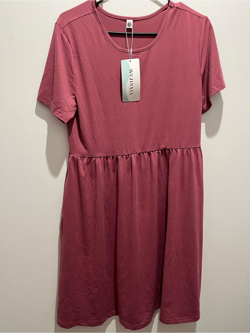 Short Sleeve Rose Pink Dress